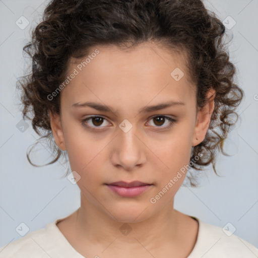 Neutral white child female with medium  brown hair and brown eyes