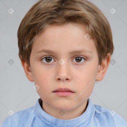 Neutral white child male with short  brown hair and brown eyes