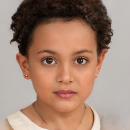 Neutral white child female with short  brown hair and brown eyes