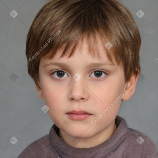 Neutral white child male with short  brown hair and brown eyes