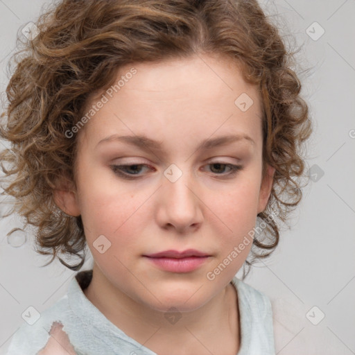 Neutral white child female with medium  brown hair and brown eyes