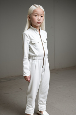 Mongolian child girl with  white hair