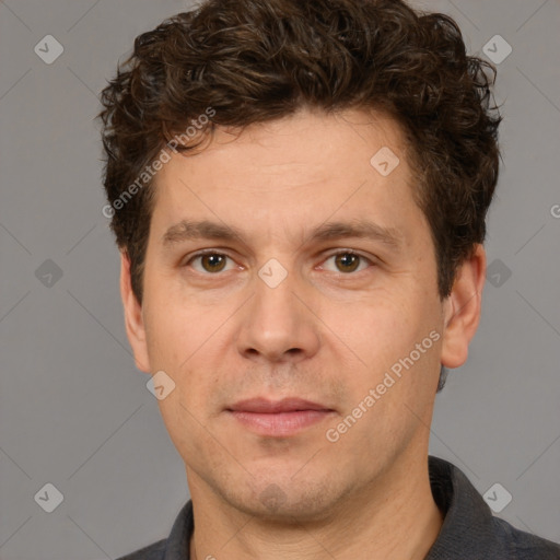 Neutral white adult male with short  brown hair and brown eyes