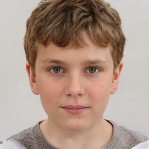 Neutral white child male with short  brown hair and brown eyes