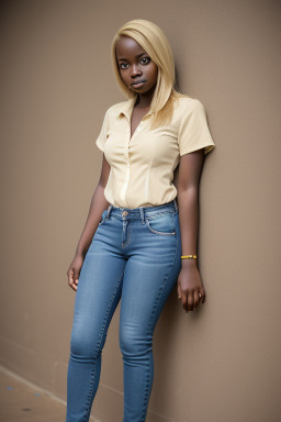 Ugandan young adult female with  blonde hair