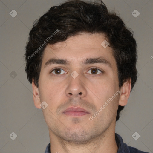 Neutral white adult male with short  brown hair and brown eyes