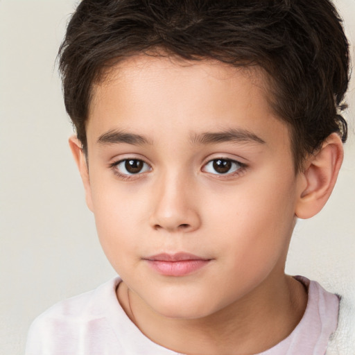 Neutral white child male with short  brown hair and brown eyes