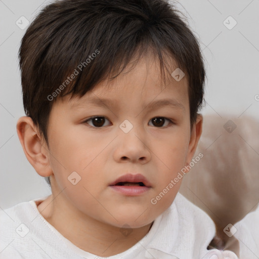 Neutral white child female with short  brown hair and brown eyes