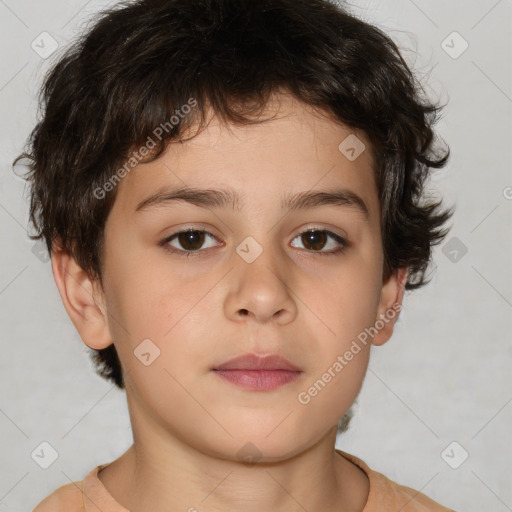 Neutral white child male with short  brown hair and brown eyes