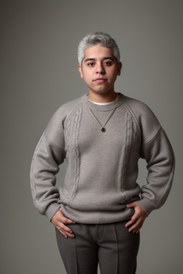 Mexican young adult non-binary with  gray hair