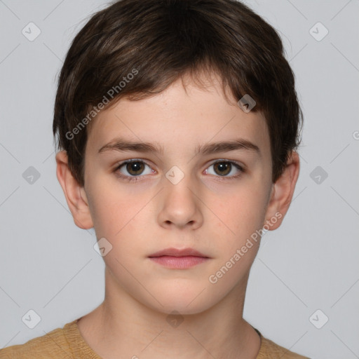 Neutral white child male with short  brown hair and brown eyes