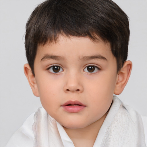 Neutral white child male with short  brown hair and brown eyes