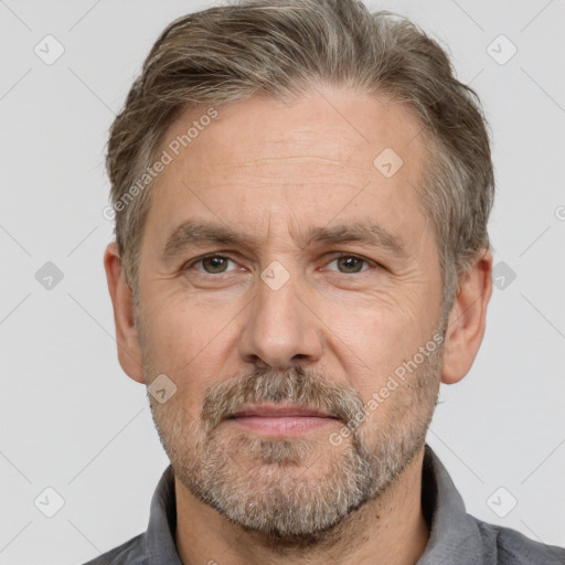 Neutral white adult male with short  brown hair and brown eyes