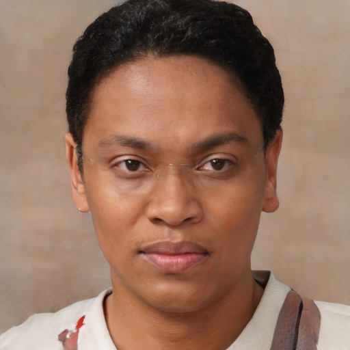 Joyful latino adult male with short  black hair and brown eyes