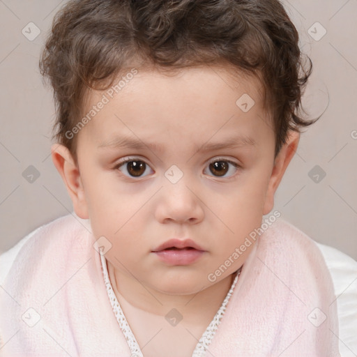 Neutral white child male with short  brown hair and brown eyes