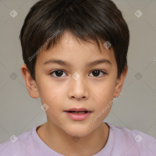 Neutral white child male with short  brown hair and brown eyes