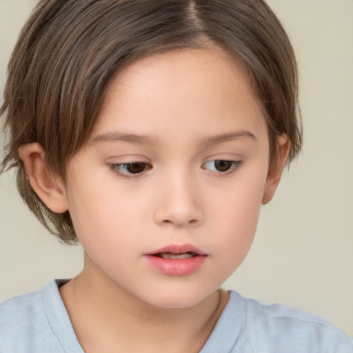 Neutral white child female with medium  brown hair and brown eyes