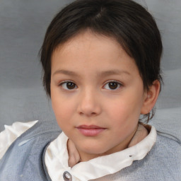 Neutral white child female with short  brown hair and brown eyes