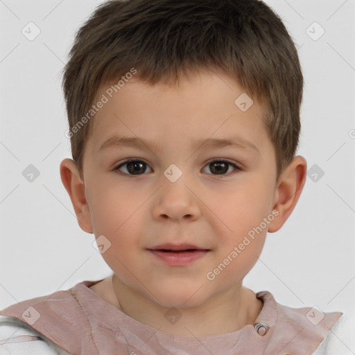 Neutral white child male with short  brown hair and brown eyes