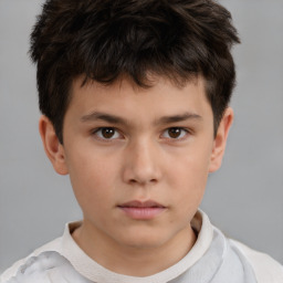 Neutral white child male with short  brown hair and brown eyes