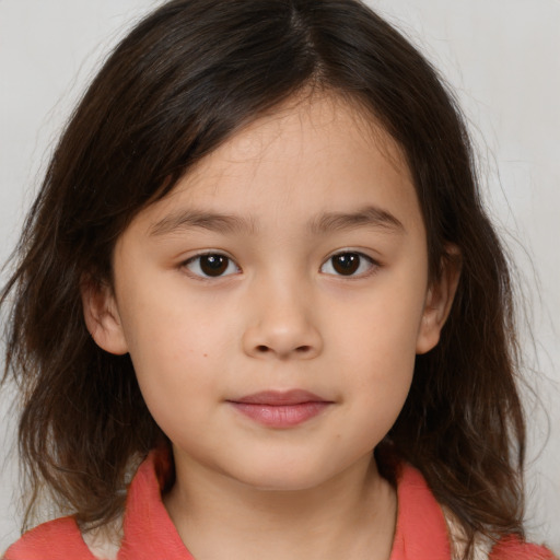 Neutral white child female with medium  brown hair and brown eyes