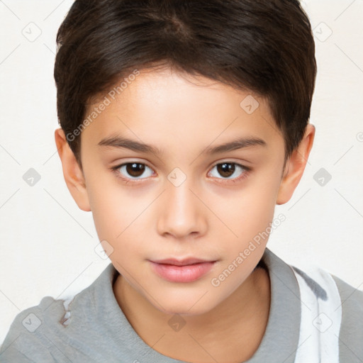 Neutral white child female with short  brown hair and brown eyes