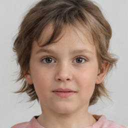 Neutral white child female with medium  brown hair and brown eyes