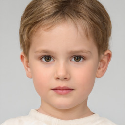 Neutral white child female with short  brown hair and brown eyes