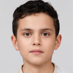 Neutral white child male with short  brown hair and brown eyes