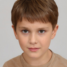 Neutral white child male with short  brown hair and brown eyes