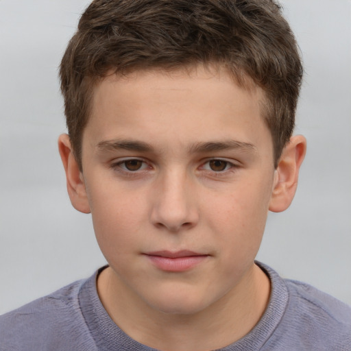 Neutral white child male with short  brown hair and brown eyes