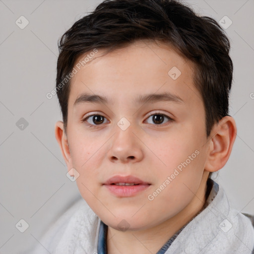 Neutral white child male with short  brown hair and brown eyes