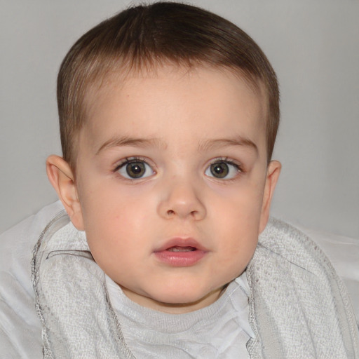 Neutral white child female with short  brown hair and brown eyes