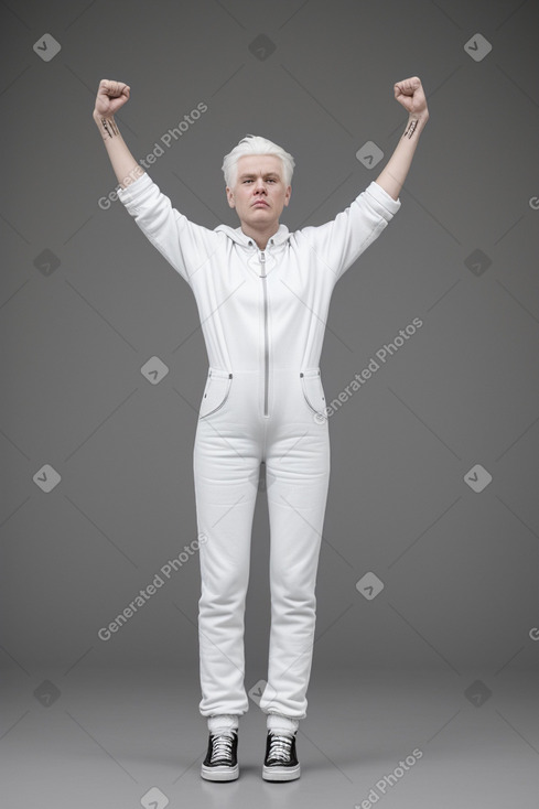 Danish middle-aged non-binary with  white hair