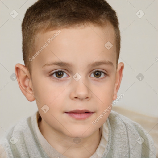 Neutral white child female with short  brown hair and brown eyes