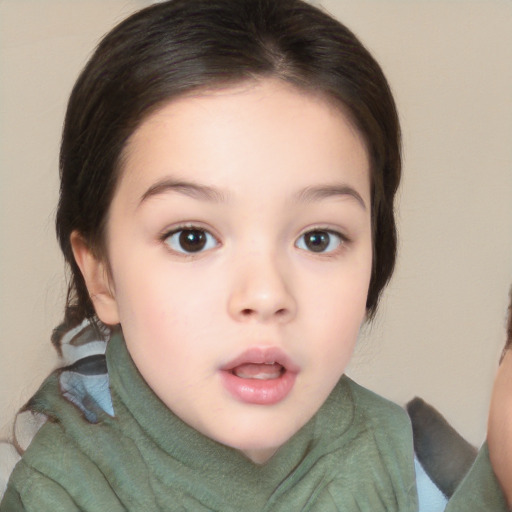 Neutral white child female with medium  brown hair and brown eyes