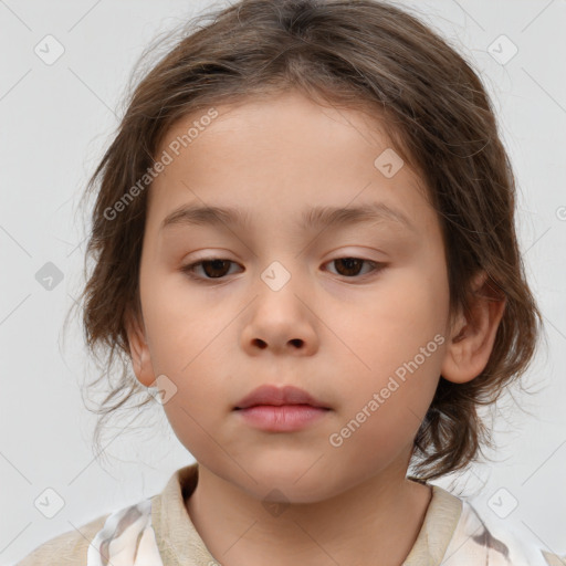 Neutral white child female with medium  brown hair and brown eyes