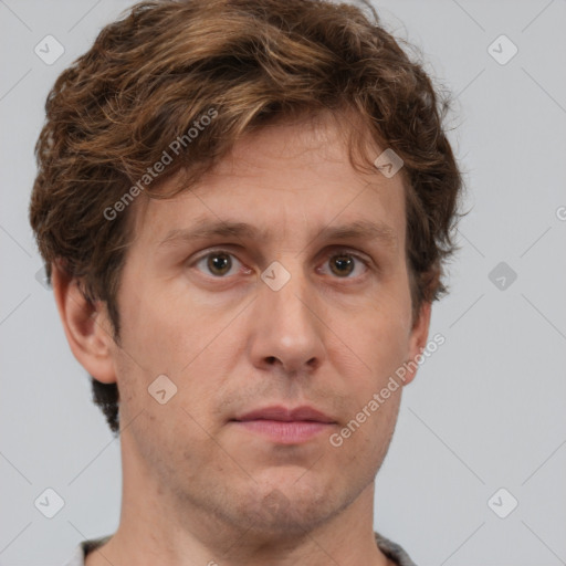 Neutral white adult male with short  brown hair and brown eyes