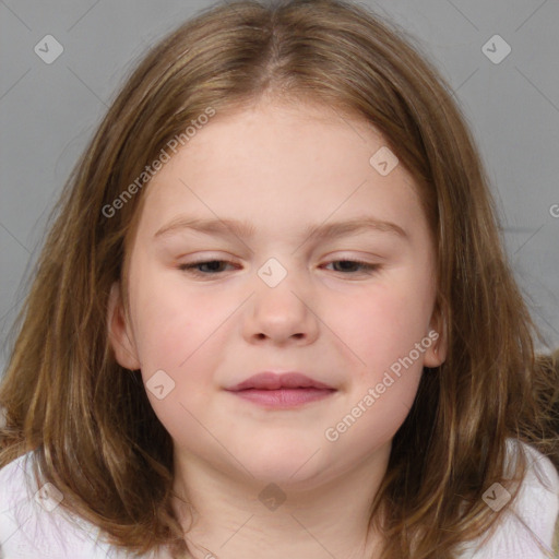 Neutral white child female with medium  brown hair and brown eyes