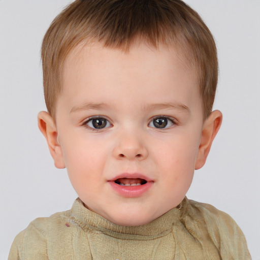 Neutral white child male with short  brown hair and brown eyes