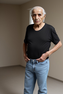 Arab elderly male with  black hair