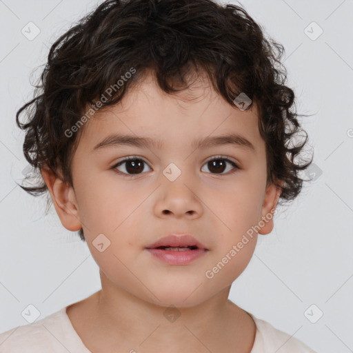 Neutral white child male with short  brown hair and brown eyes