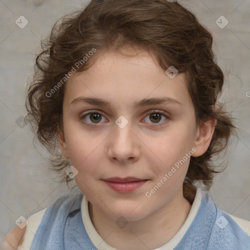 Neutral white child female with medium  brown hair and brown eyes