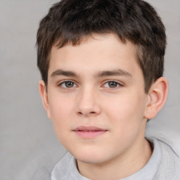 Neutral white child male with short  brown hair and brown eyes