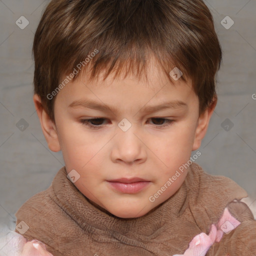 Neutral white child male with short  brown hair and brown eyes