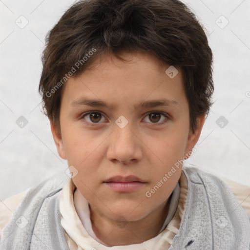 Neutral white child female with short  brown hair and brown eyes