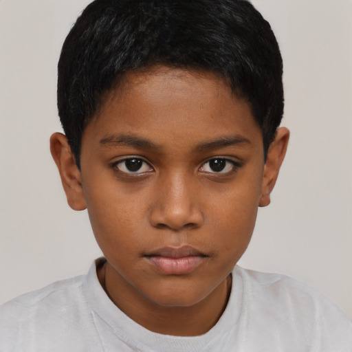 Neutral black child female with short  brown hair and brown eyes