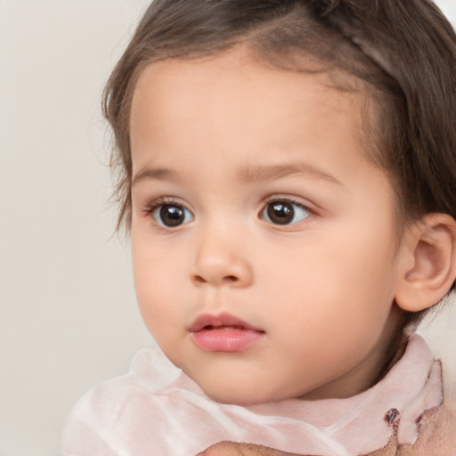 Neutral white child female with medium  brown hair and brown eyes