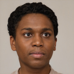 Neutral black young-adult male with short  brown hair and brown eyes