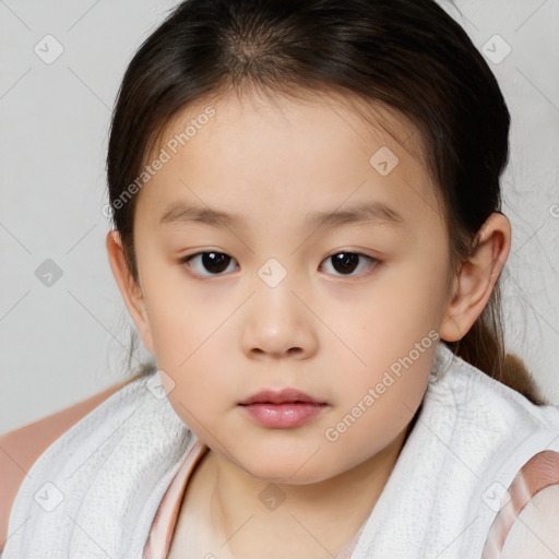 Neutral white child female with medium  brown hair and brown eyes